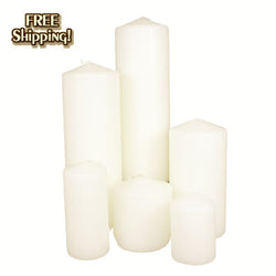 Ivory Pillar Candle Assortment - 2x3, 2x4.5, 3x4, 3x6, 3x9, 3x12 - Set of 216-The Candle Depot