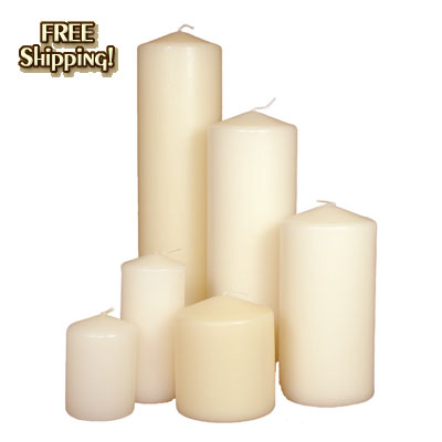 Vanilla Pillar Candle Assortment - 2x3, 2x4.5, 3x4, 3x6, 3x9, 3x12 - Set of 216-The Candle Depot