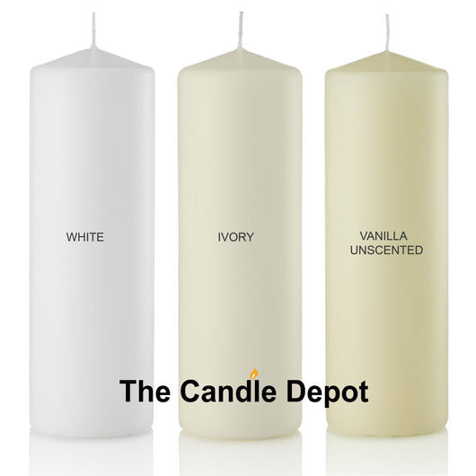 White Pillar Candle Assortment - 2x3, 2x4.5, 3x4, 3x6, 3x9, 3x11 - Set of 216-The Candle Depot