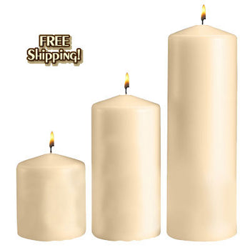 Vanilla Pillar Candle Assorted Multipack - 3x4, 3x6, 3x9 - Set of 36-The Candle Depot