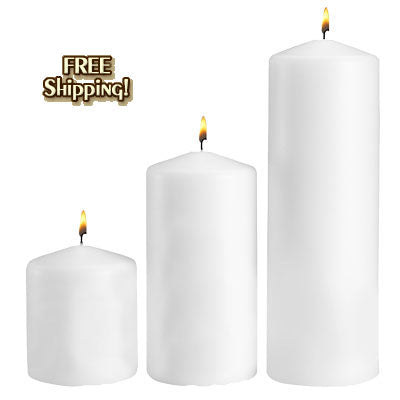 White Pillar Candle Assorted Multipack - 3x4, 3x6, 3x9 - Set of 36-The Candle Depot